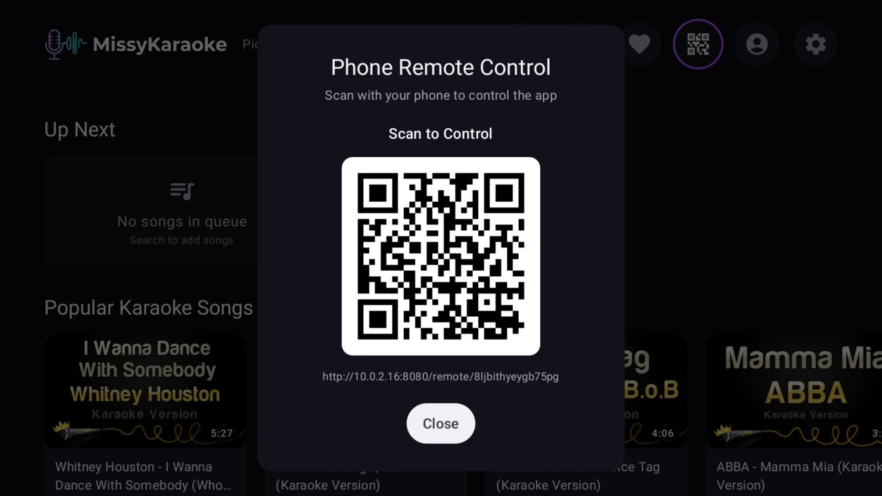Scan QR code to control from your phone